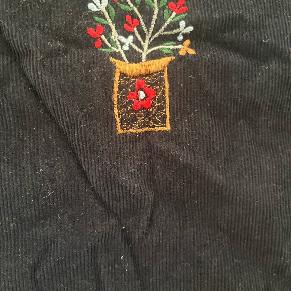 Vintage Van Heusen Corduroy Embroidered Medium Cottagecore Vest Garden Floral - Picture 9 of 15